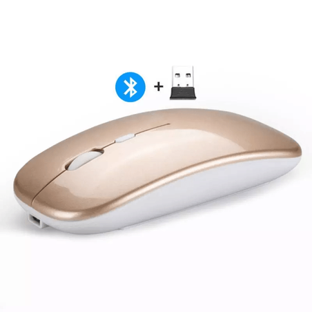 Mouse wireless Bervolo® Uno Office Gold, Bluetooth 5.0, reincarcabil prin usb, Windows, Mac, baterie 400mAh