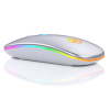 Mouse RGB True Wireless Games, ultra-subtire, click silentios, baterie reincarcabila, lumini colorate, argintiu