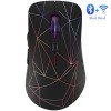 Mouse Dual Wireless Optical Bluetooth 5.0 si USB Bervolo® Rainbow Backlight, RGB, reincarcabil, 6 butoane, DPI reglabil, negru