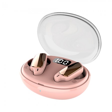 Casti Bervolo® Fashion, Bluetooth Wireless 5.3, Pure Bass Sound, Eliminare zgomot ANC, Pairing automat, roz