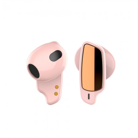 Casti Bervolo® Fashion, Bluetooth Wireless 5.3, Pure Bass Sound, Eliminare zgomot ANC, Pairing automat, roz