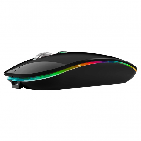 Mouse Dual Bervolo® ProX, Jiggler, Wireless USB si Bluetooth 5.1, RGB, reincarcabil, 400mAh, Windows, Mac, Android, negru lucios
