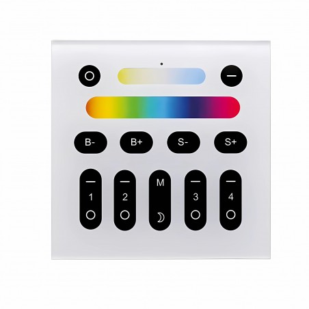 Comutator tactil de perete Gledopto® 2.4G pentru iluminare RGB / RGBW / RGB-CCT, compatibil cu 4 canale MiLight