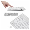 Tastatura Bervolo® Double Stand BT 5, reincarcabila, suport tableta, taste multimedia, scissor switch, Windows/MAC/Android, alb