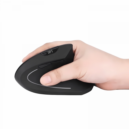Mouse Vertical Ergonomic Bervolo® VX Bluetooth Wireless, reincarcabil, Windows, Mac, Android, 500mAh, DPI ajustabil, negru