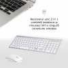 Set universal combo Tastatura si Mouse Premium Bervolo®, wireless 2.4G, alb, click scissor switch, versiune US