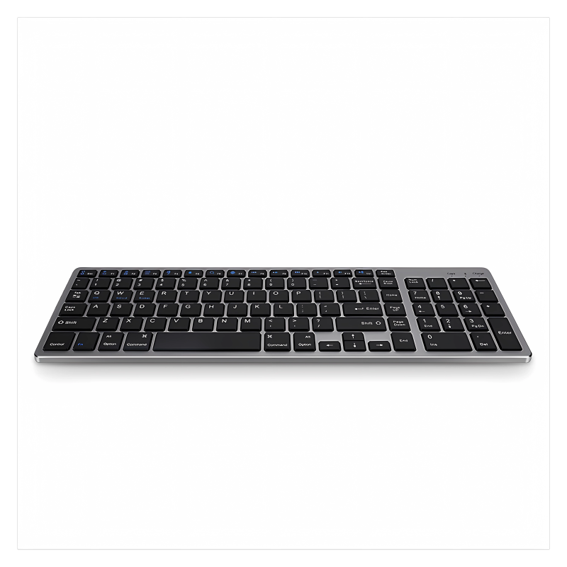 Tastatura Bluetooth reincarcabila Bervolo® Scissor Switch, taste numerice, Windows, MAC, IOS, Android, versiune US, gri