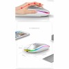 Mouse Bervolo® RGB, Dual Wireless USB si Bluetooth, ultra-subtire, click silentios, baterie reincarcabila, lumini colorate, gri