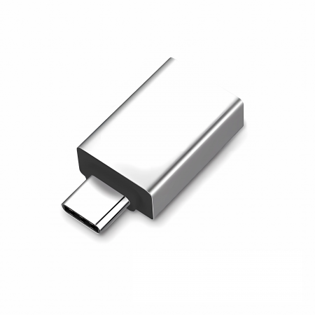 Adaptor Bervolo® cu mufa de tip USB-C la USB-A 3.0, Fast Charging, Carcasa din aluminiu, Argintiu