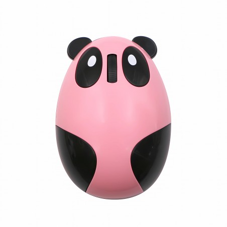 Mouse copii Bervolo® Panda, baterie reincarcabila, USB Wireless 2.4 GHz, 3000 DPI, 3 butoane, click silentios, roz