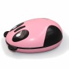 Mouse copii Bervolo® Panda, baterie reincarcabila, USB Wireless 2.4 GHz, 3000 DPI, 3 butoane, click silentios, roz