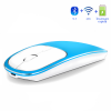 Mouse Dual Wireless Bervolo® Metal X, USB si Bluetooth, reincarcabil, Windows, Mac, Android, baterie 600mAh, albastru