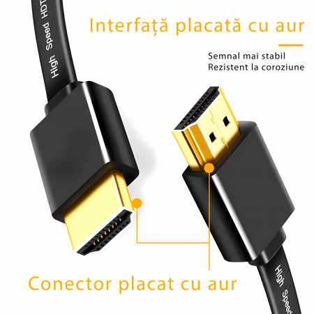 Cablul HDMI Bervolo®️ High-Speed cu Ethernet, E 469776, AWM Style 30V VW-1, negru, 50 cm